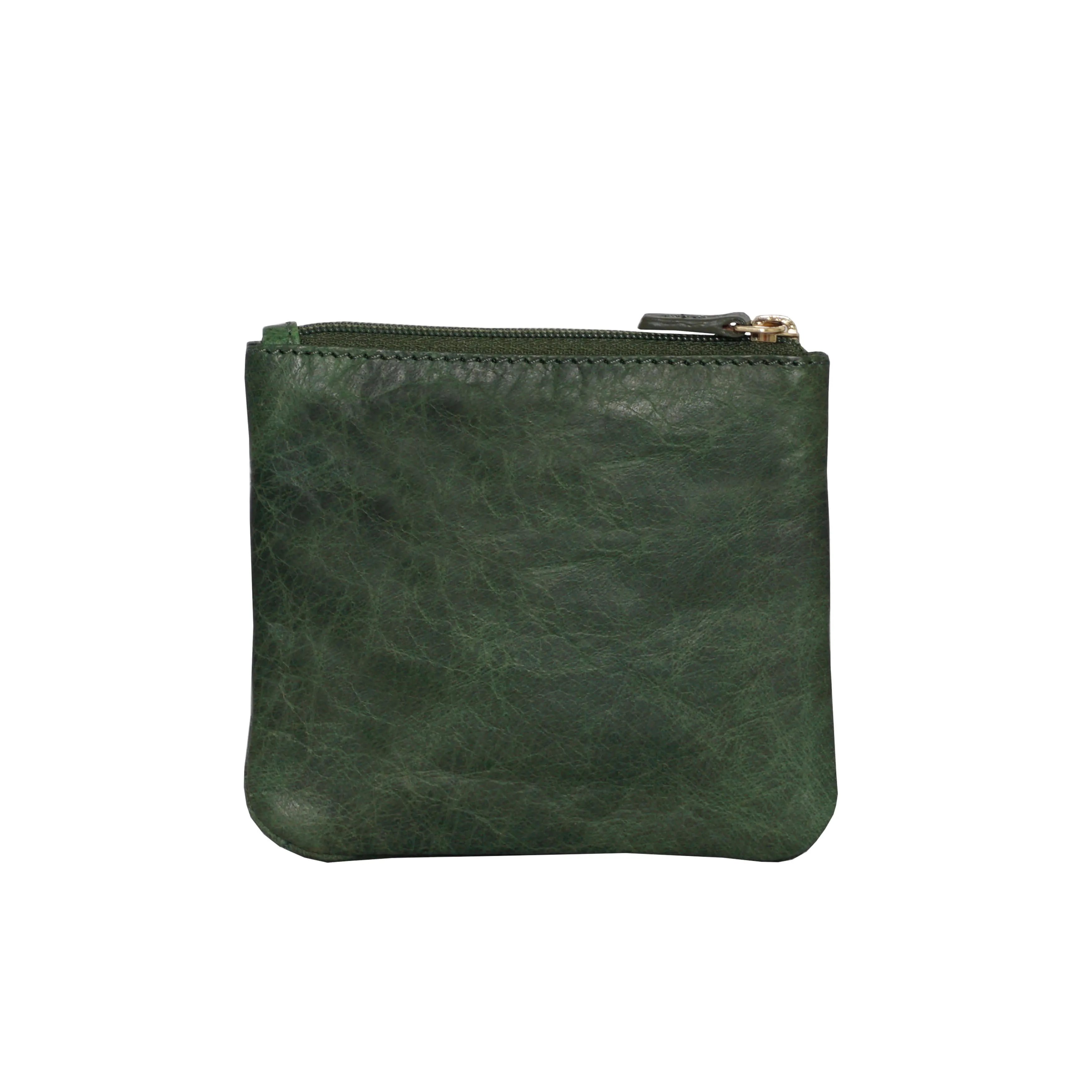 'LAURA' Tree Top Green Soft Small Zip Top Leather Coin Purse