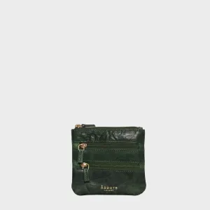 'LAURA' Tree Top Green Soft Small Zip Top Leather Coin Purse