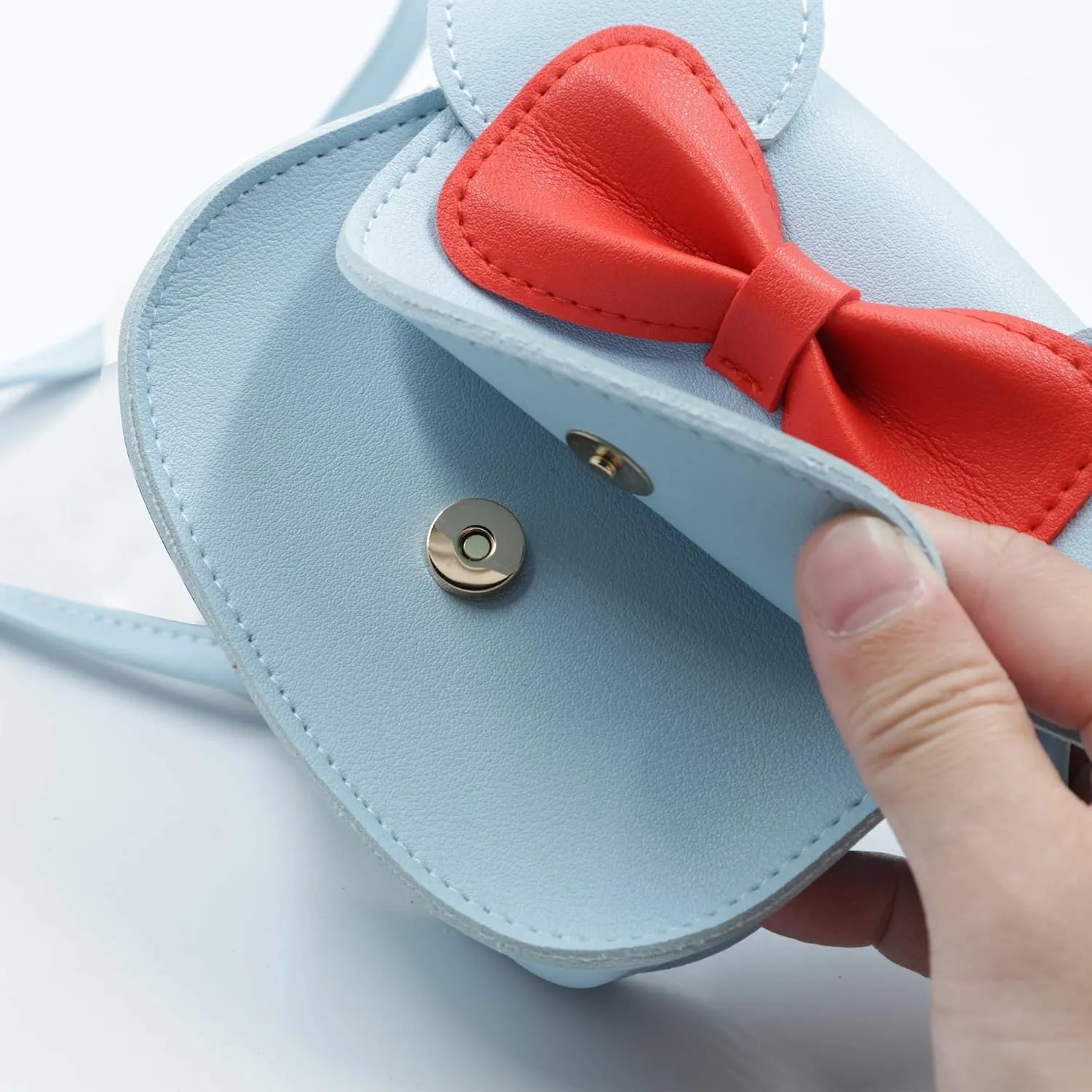 Little Mouse Ear Bow Crossbody Purse,PU Shoulder Handbag for Kids Girls Toddlers