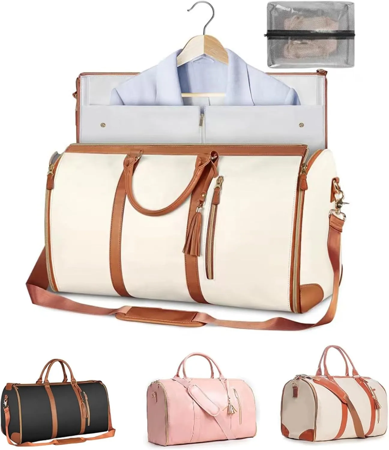 Lucshy Travel Bag,Foldie Travel Bag Expandable,Travelher Foldable Clothing Bag,Foldable Travel Bag,Luxe Travel Bags For Women (Beige), HFBJYHFB-5