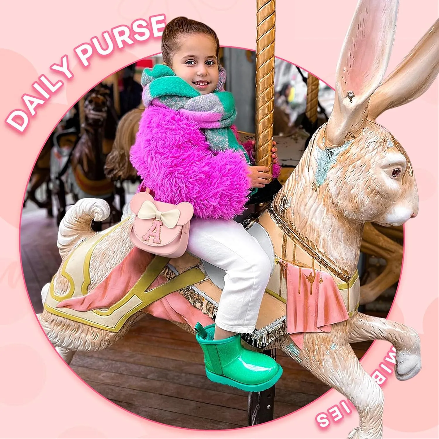 mibasies Toddler Purse Girl Gifts: Birthday Gifts for Girls 3-8 - Little Kids Gifts Mini Mouse Ears Bow Purse (Pink J)
