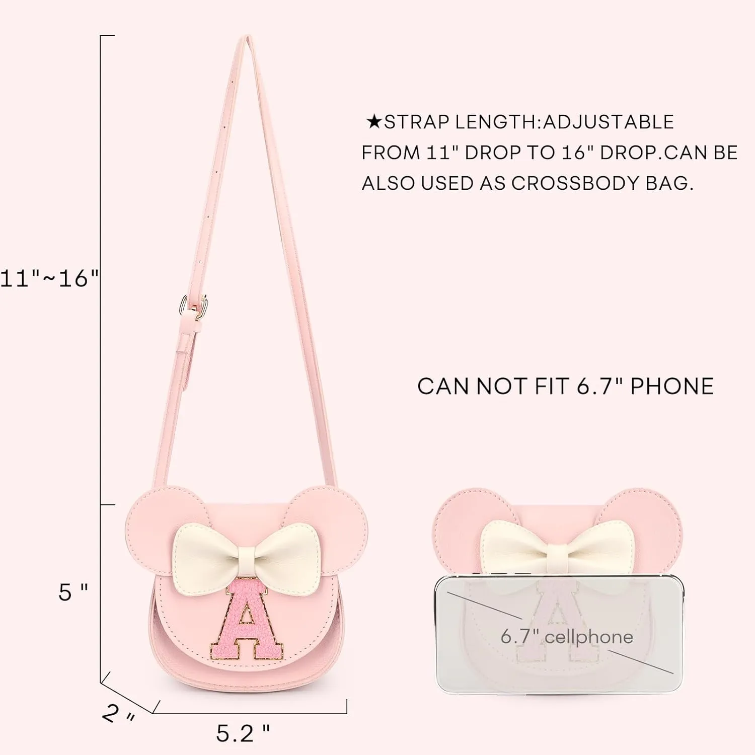 mibasies Toddler Purse Girl Gifts: Birthday Gifts for Girls 3-8 - Little Kids Gifts Mini Mouse Ears Bow Purse (Pink J)