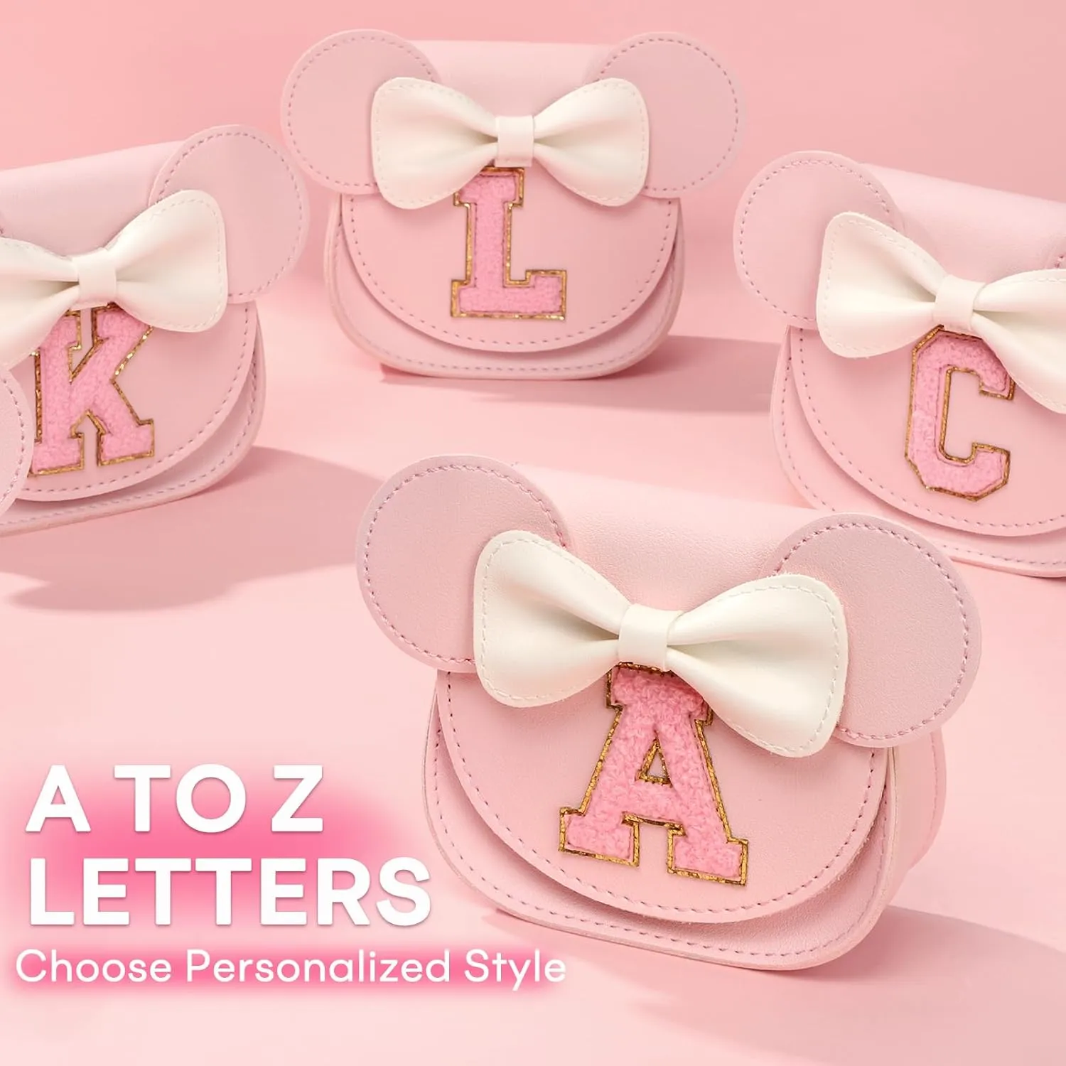 mibasies Toddler Purse Girl Gifts: Birthday Gifts for Girls 3-8 - Little Kids Gifts Mini Mouse Ears Bow Purse (Pink J)