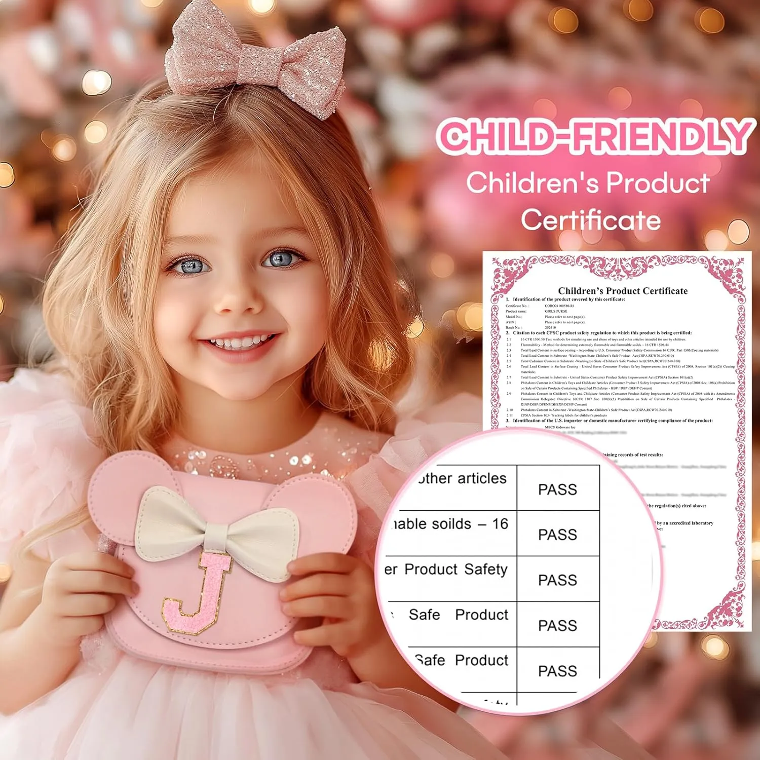 mibasies Toddler Purse Girl Gifts: Birthday Gifts for Girls 3-8 - Little Kids Gifts Mini Mouse Ears Bow Purse (Pink J)