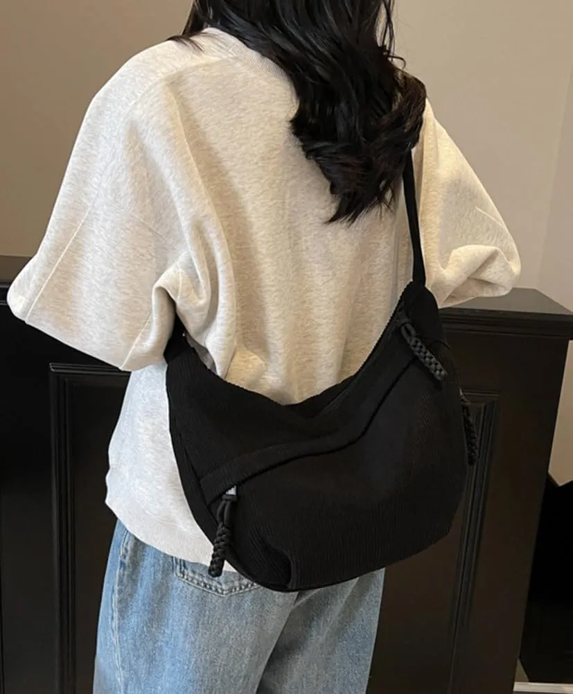 Nylon Crescent Crossbody Bag for Women Shoulder Tote Handbag Casual Sling Bag Dumpling Purse Bag for Outdoor Travel