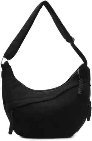 Nylon Crescent Crossbody Bag for Women Shoulder Tote Handbag Casual Sling Bag Dumpling Purse Bag for Outdoor Travel
