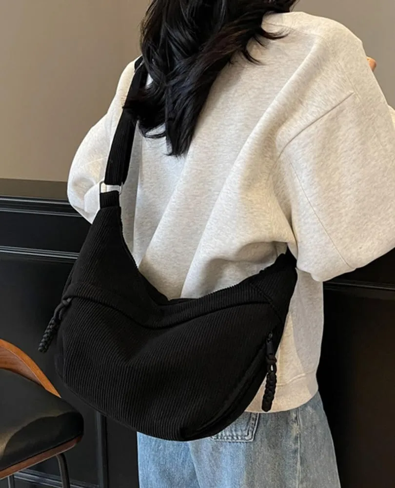 Nylon Crescent Crossbody Bag for Women Shoulder Tote Handbag Casual Sling Bag Dumpling Purse Bag for Outdoor Travel