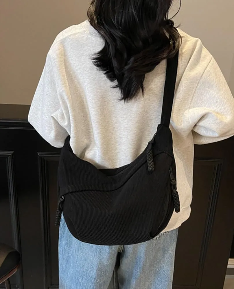 Nylon Crescent Crossbody Bag for Women Shoulder Tote Handbag Casual Sling Bag Dumpling Purse Bag for Outdoor Travel