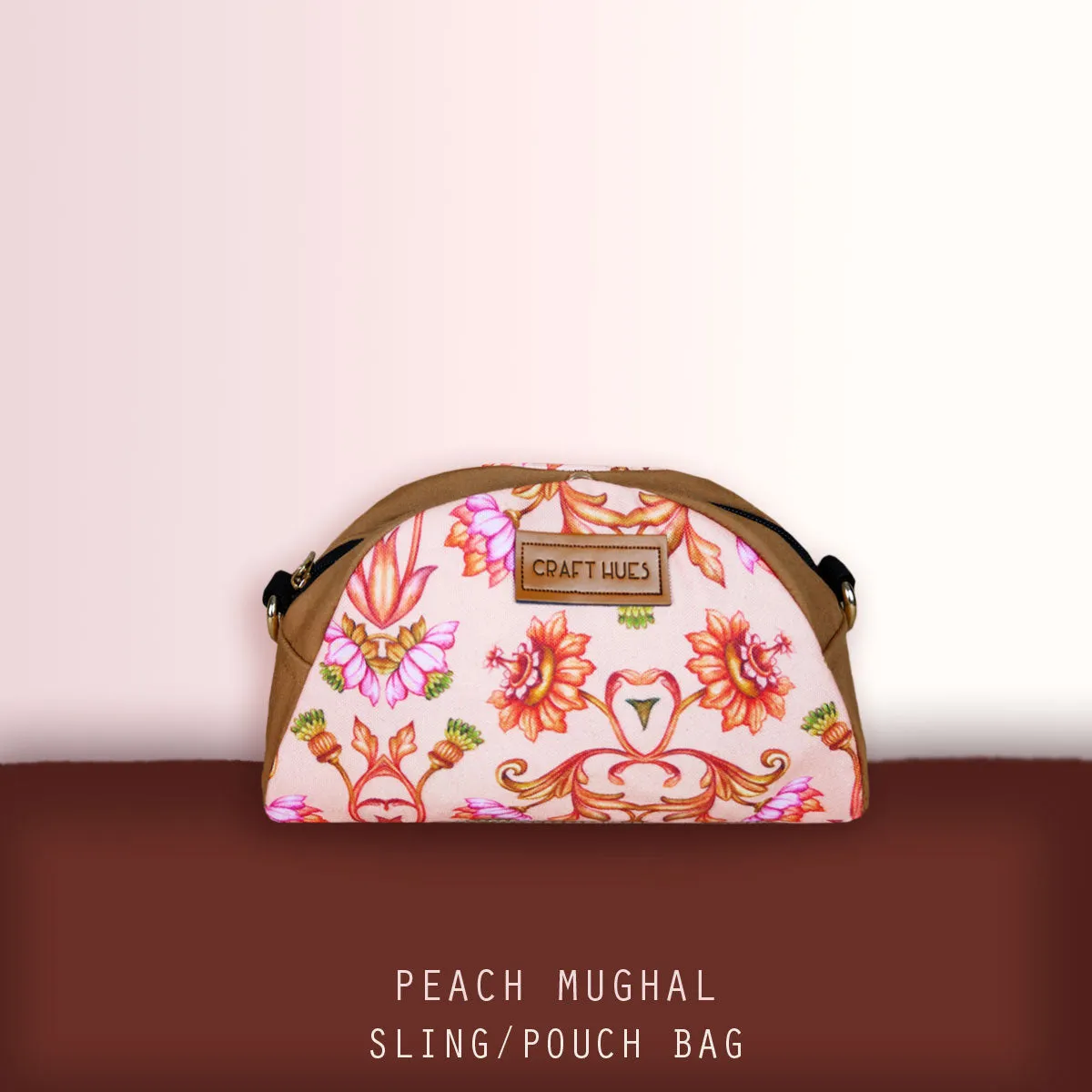 Peach Mughal Pouch with Sling
