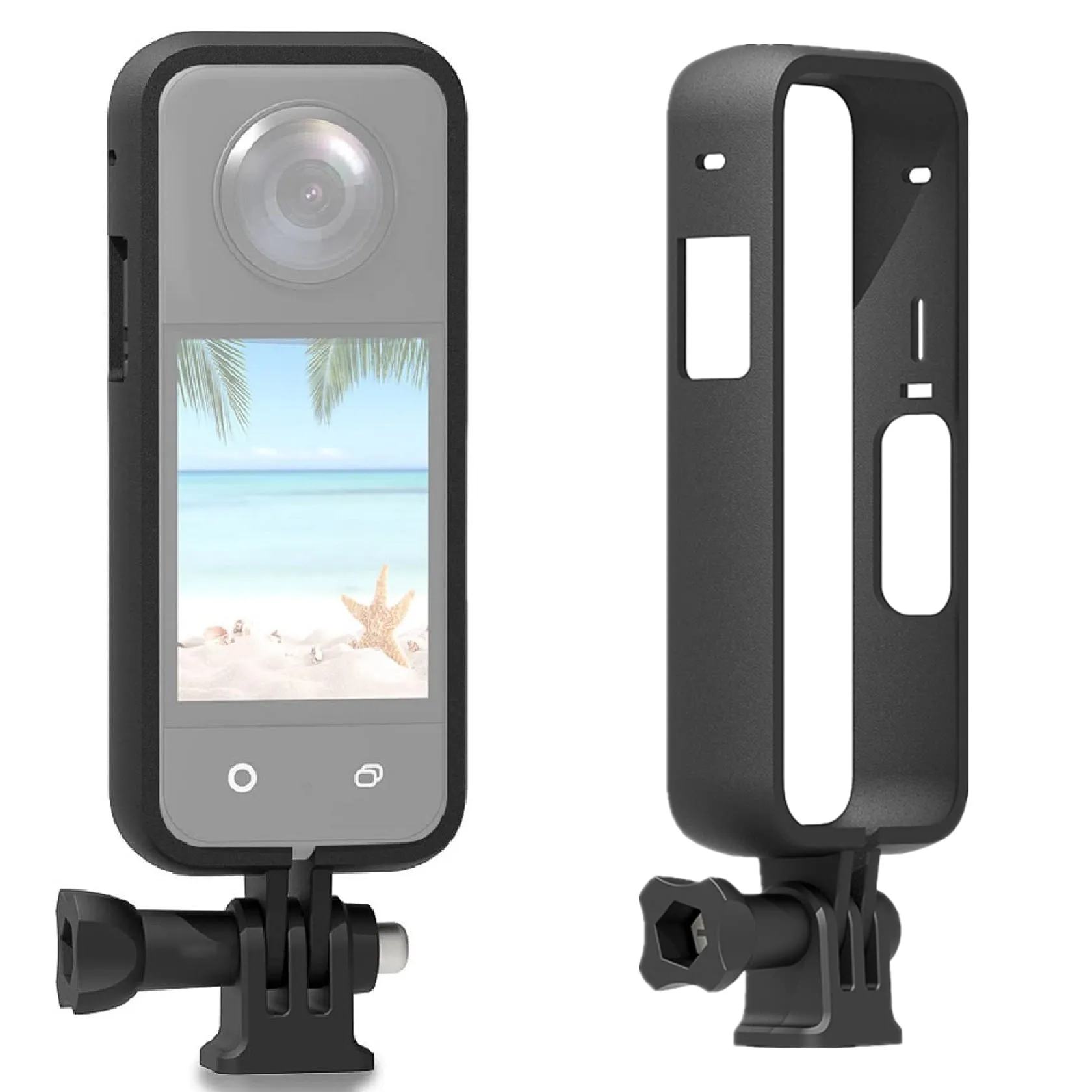Protective Frame Compatible with Insta360 One X3 | Two Cold Shoe Mounting Ports Bracket Accessories - Black