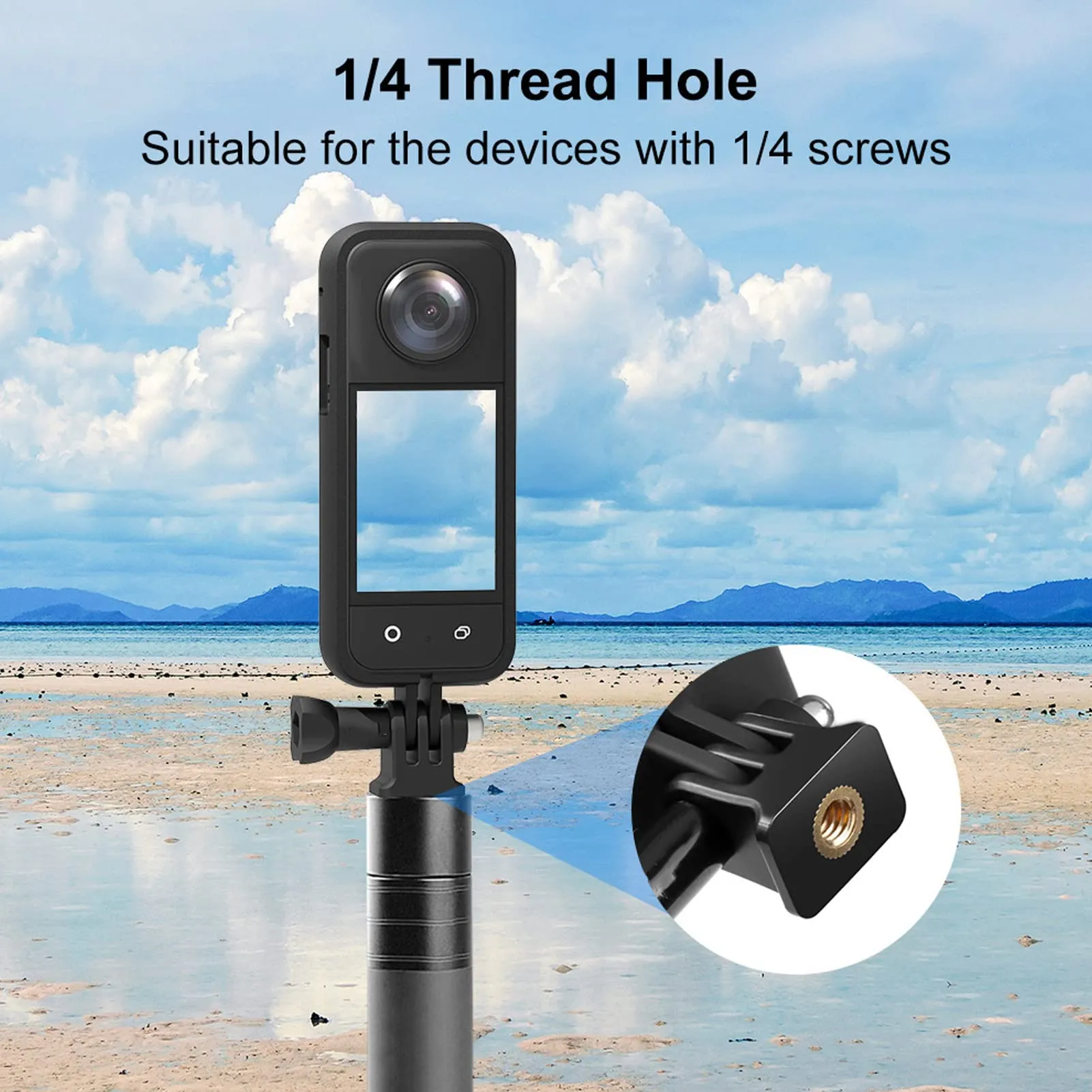 Protective Frame Compatible with Insta360 One X3 | Two Cold Shoe Mounting Ports Bracket Accessories - Black