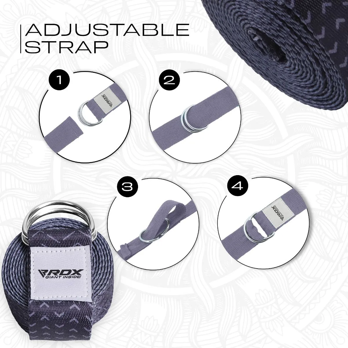 RDX F15 D-Ring Steel Buckle Cotton Yoga Strap