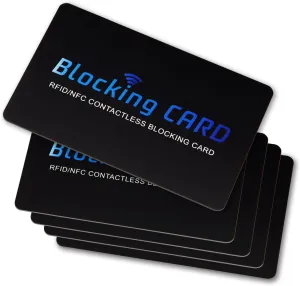 RFID Blocking Card, Contactless NFC Debit Credit Card Passport Protector Blocker Set for Men&Women, Slim Design One Card Protects Entire Wallet/Purse, 5 Pack