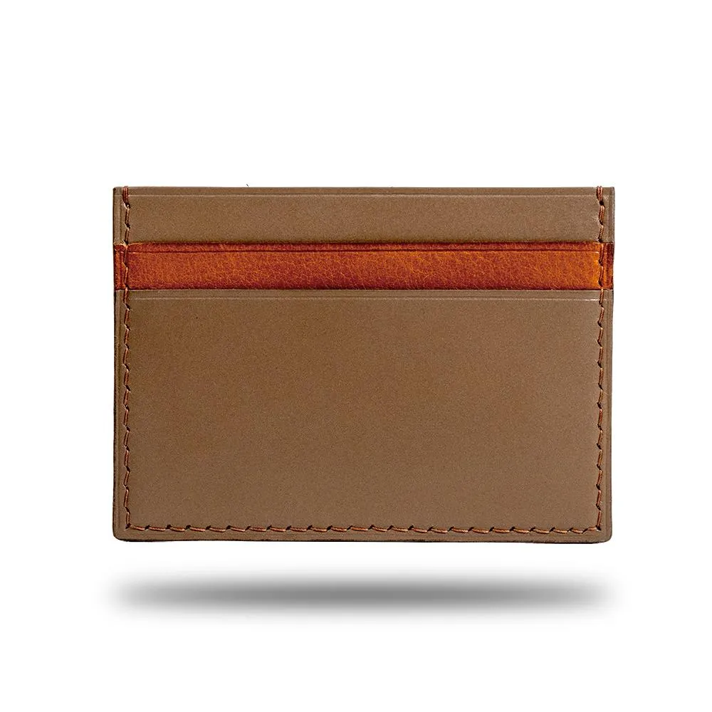 Sage Green & Walnut Brown Leather Slim Cardholder