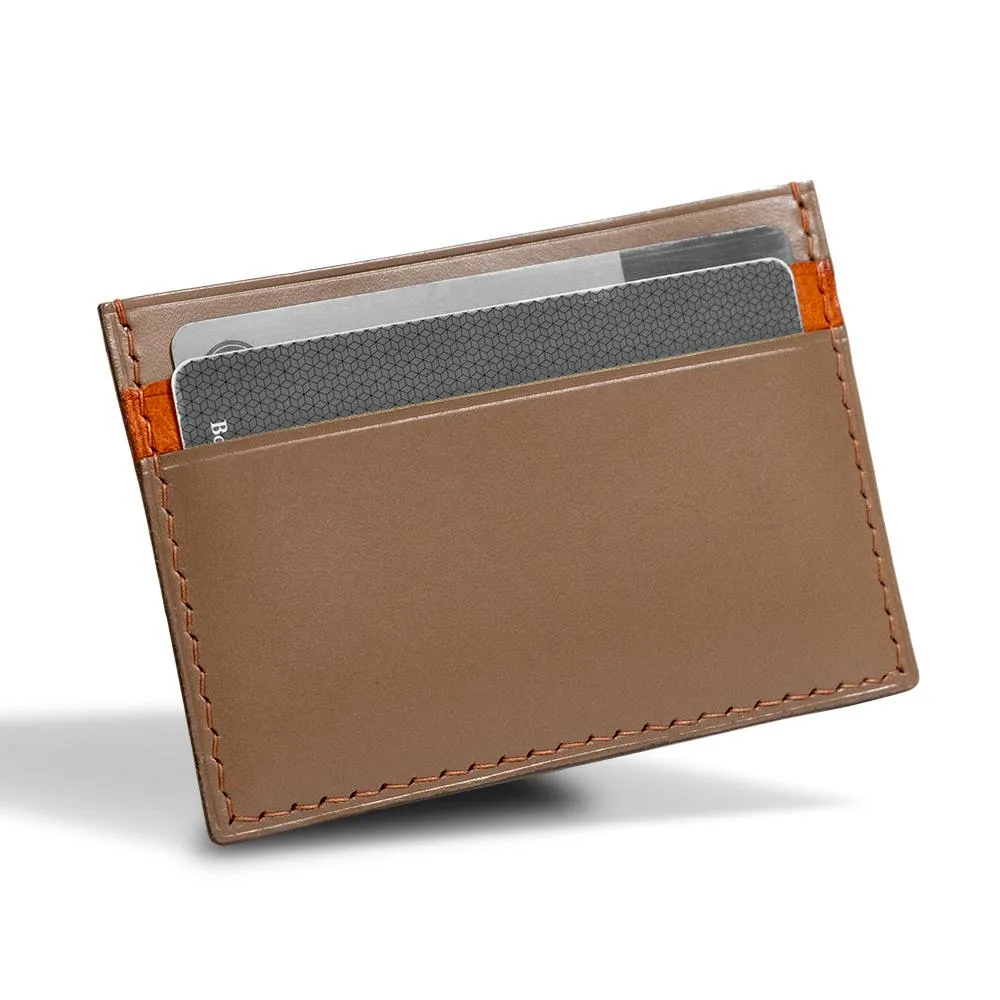 Sage Green & Walnut Brown Leather Slim Cardholder