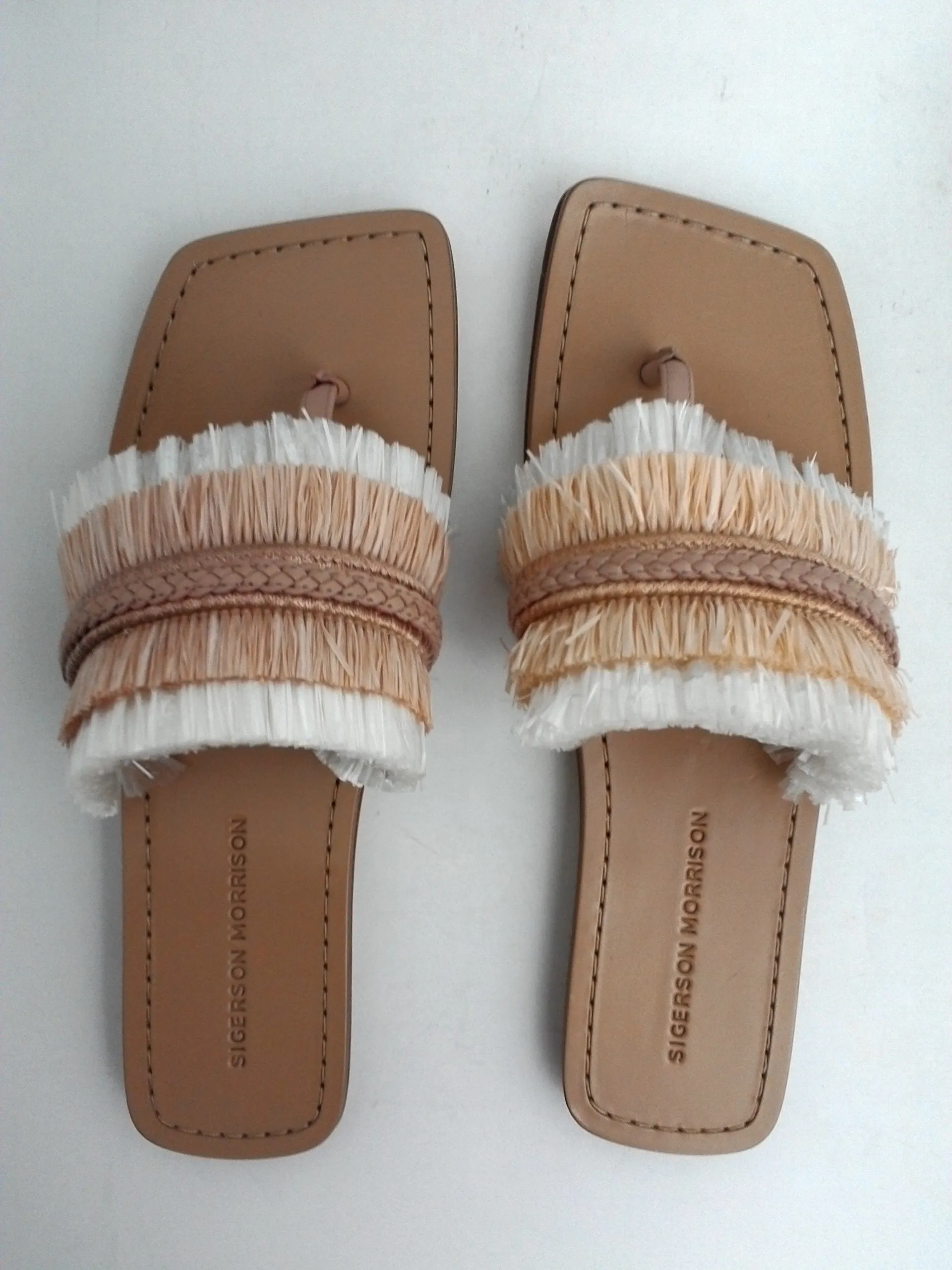 Sigerson Morrison Women's Smavis Nude White FLat Sandal Size 7.5B