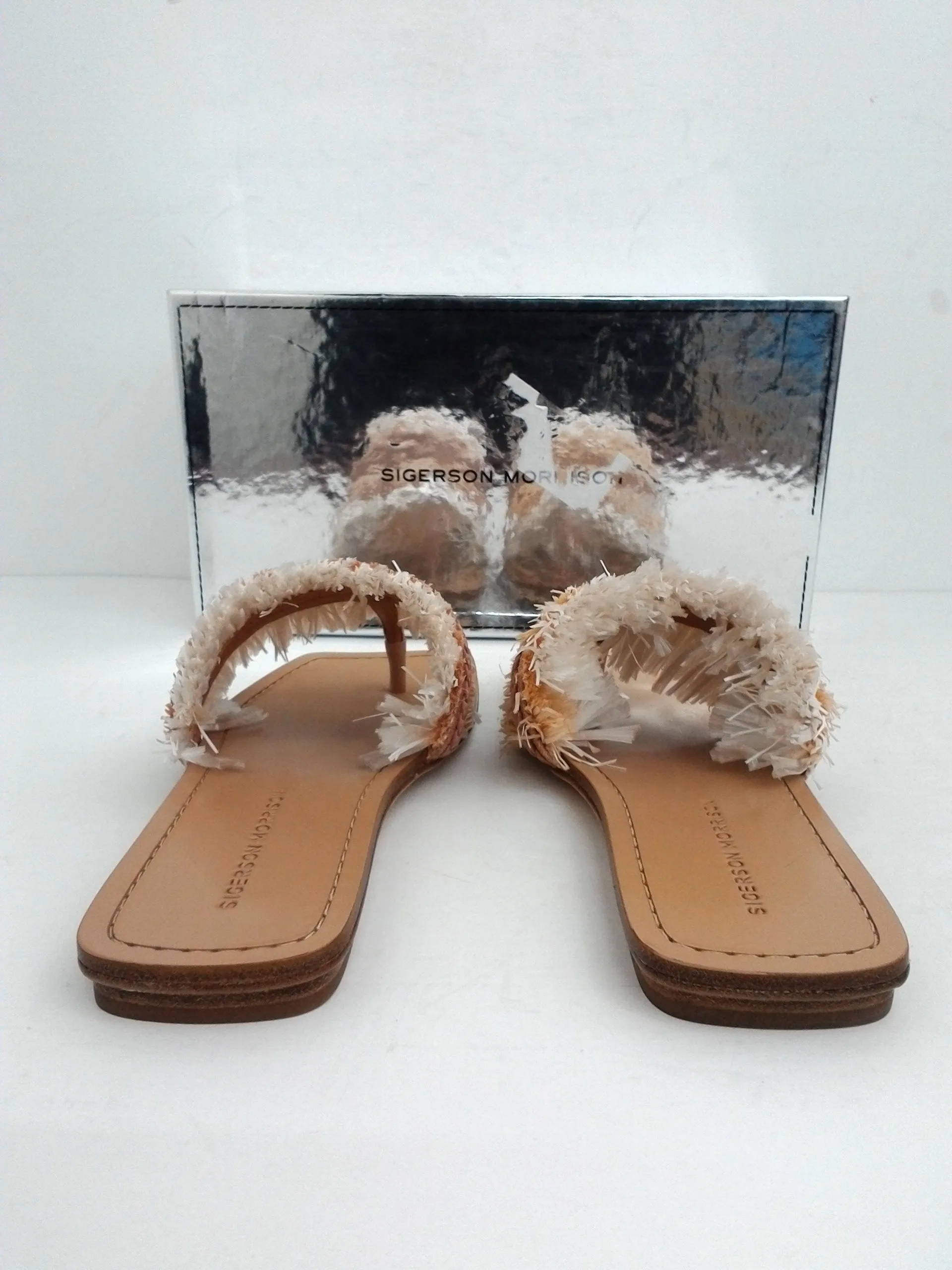 Sigerson Morrison Women's Smavis Nude White FLat Sandal Size 7.5B