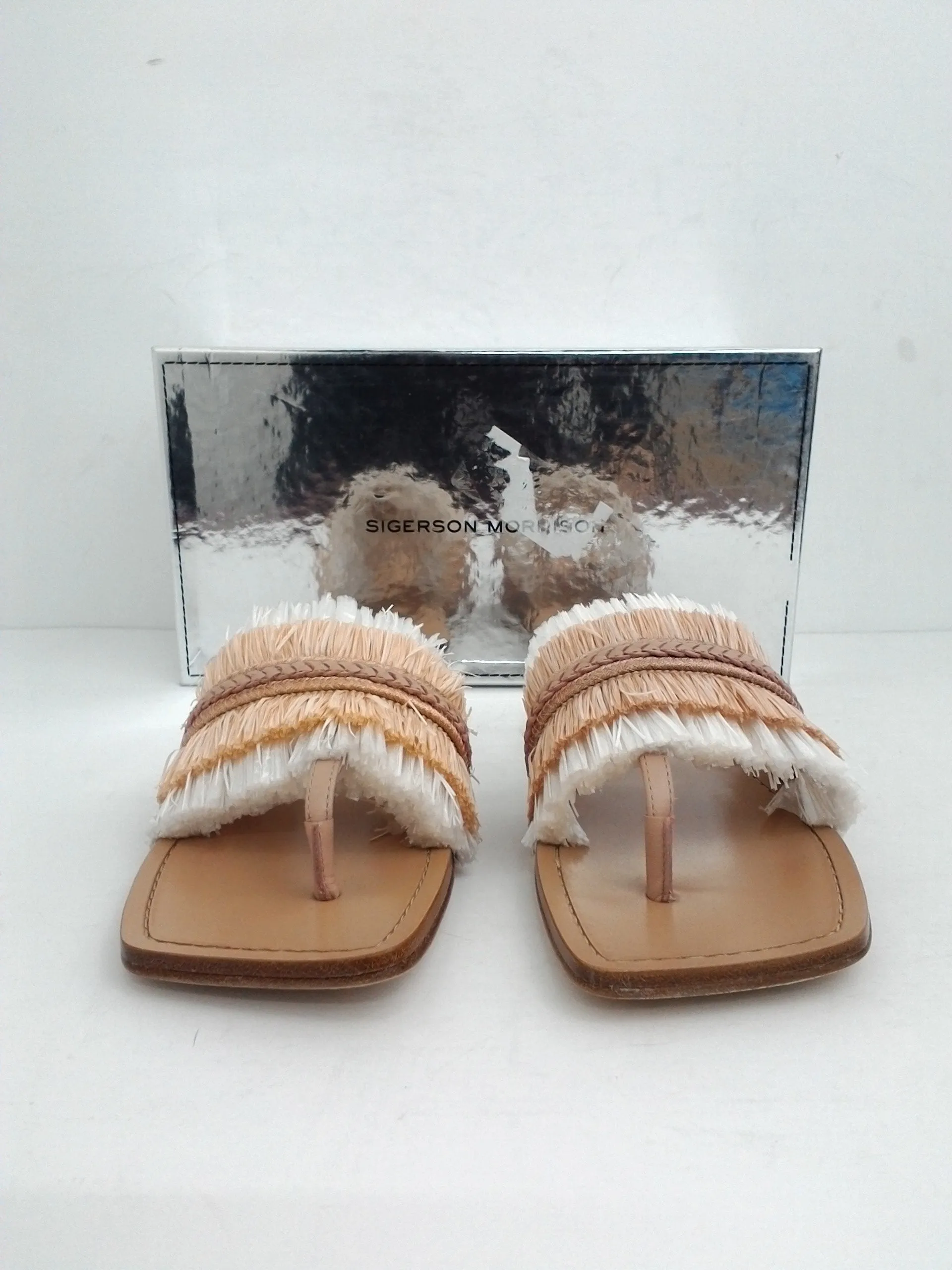 Sigerson Morrison Women's Smavis Nude White FLat Sandal Size 7.5B