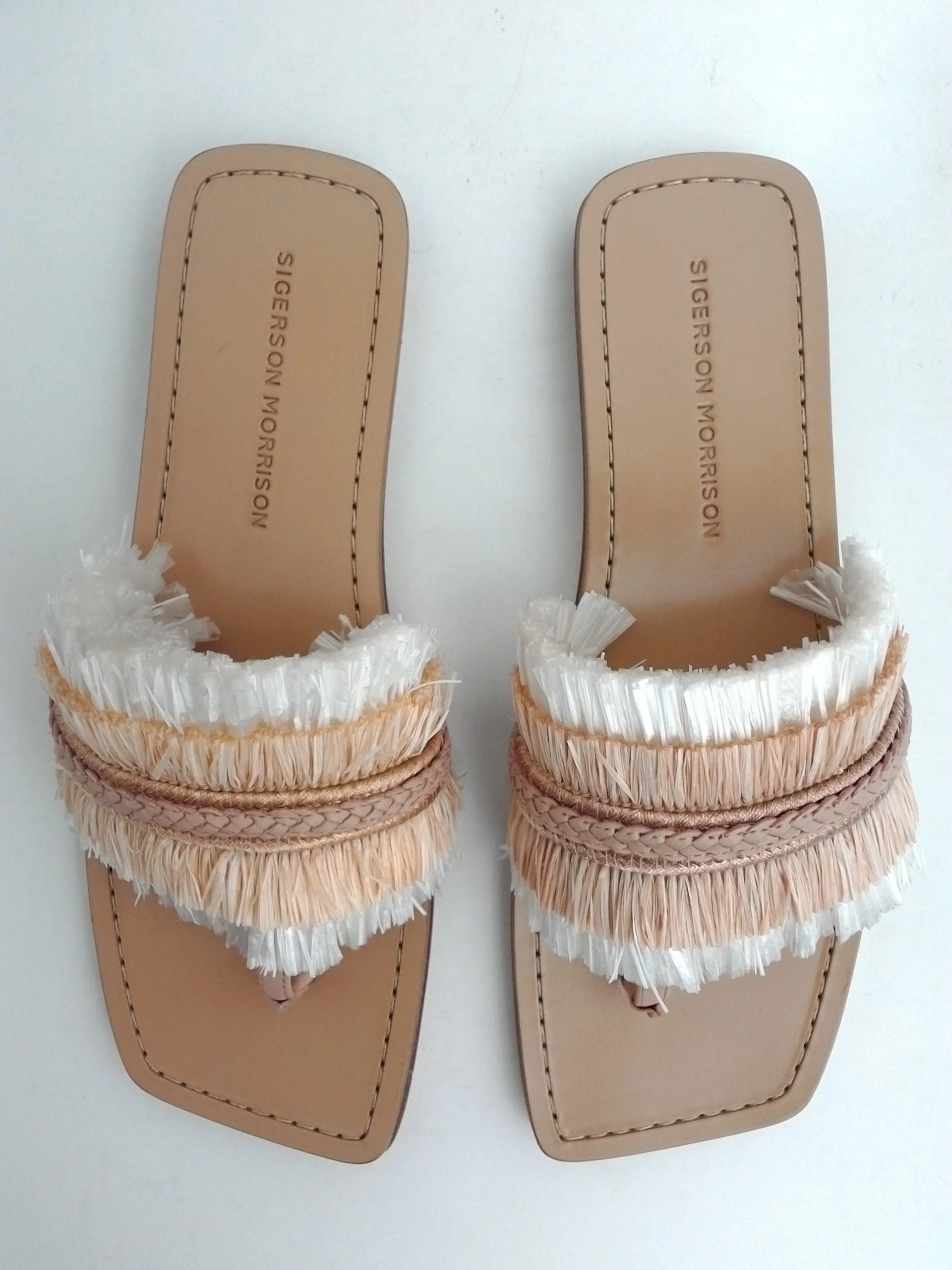 Sigerson Morrison Women's Smavis Nude White FLat Sandal Size 7.5B