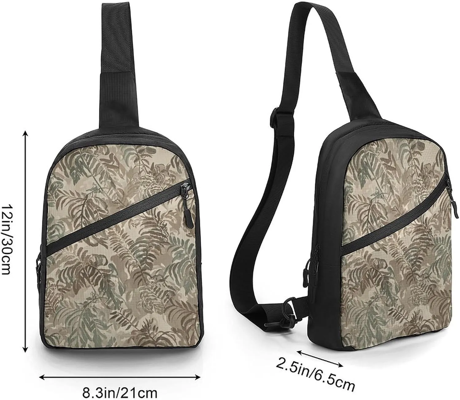 Sling Bag for Women Men Daypack Fern Pattern Chest Bag Crossbody Backpack for Hiking Travel