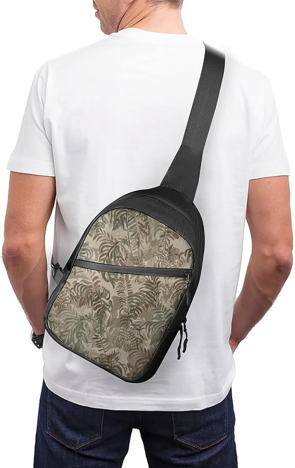 Sling Bag for Women Men Daypack Fern Pattern Chest Bag Crossbody Backpack for Hiking Travel
