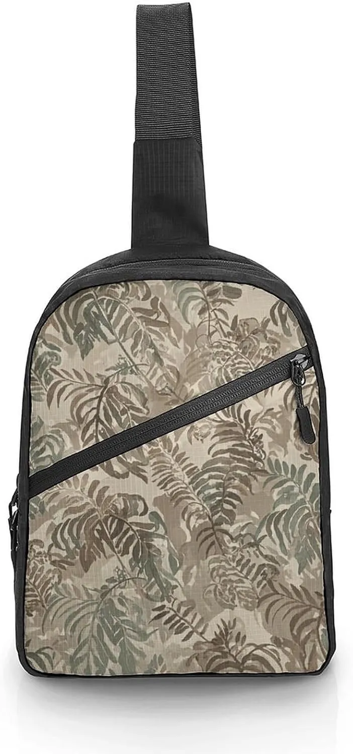 Sling Bag for Women Men Daypack Fern Pattern Chest Bag Crossbody Backpack for Hiking Travel