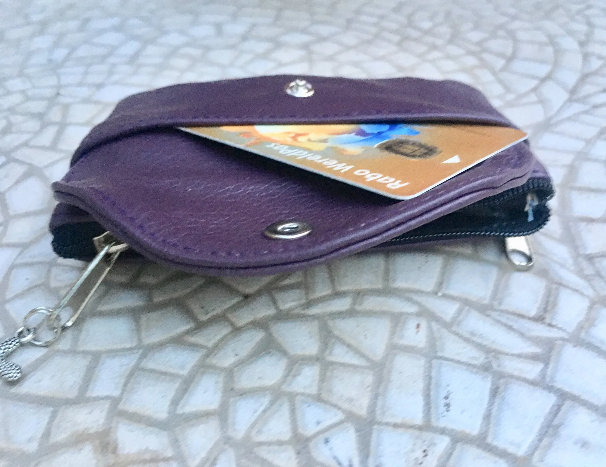 Small purse in RED  in genuine leather with zippers and pocket. Fits credit cards, coins, bills. RED leather wallet