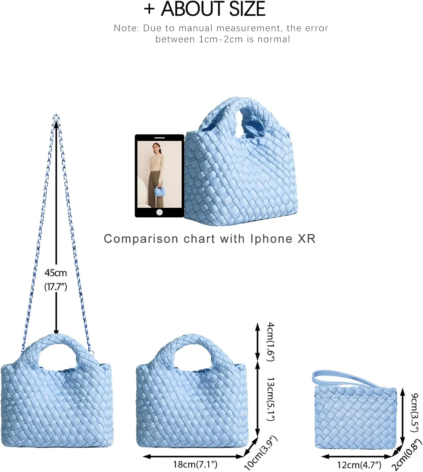 Small Tote Shoulder Bag, Women Handbags and Purses, Woven Composite Bag, Travel Chain Pouch, Phone Crossbody Satchel