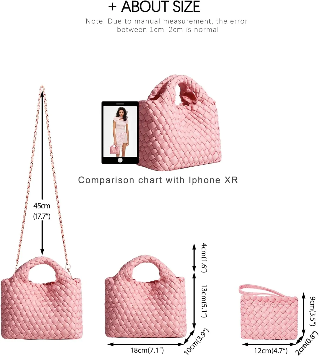 Small Tote Shoulder Bag, Women Handbags and Purses, Woven Composite Bag, Travel Chain Pouch, Phone Crossbody Satchel