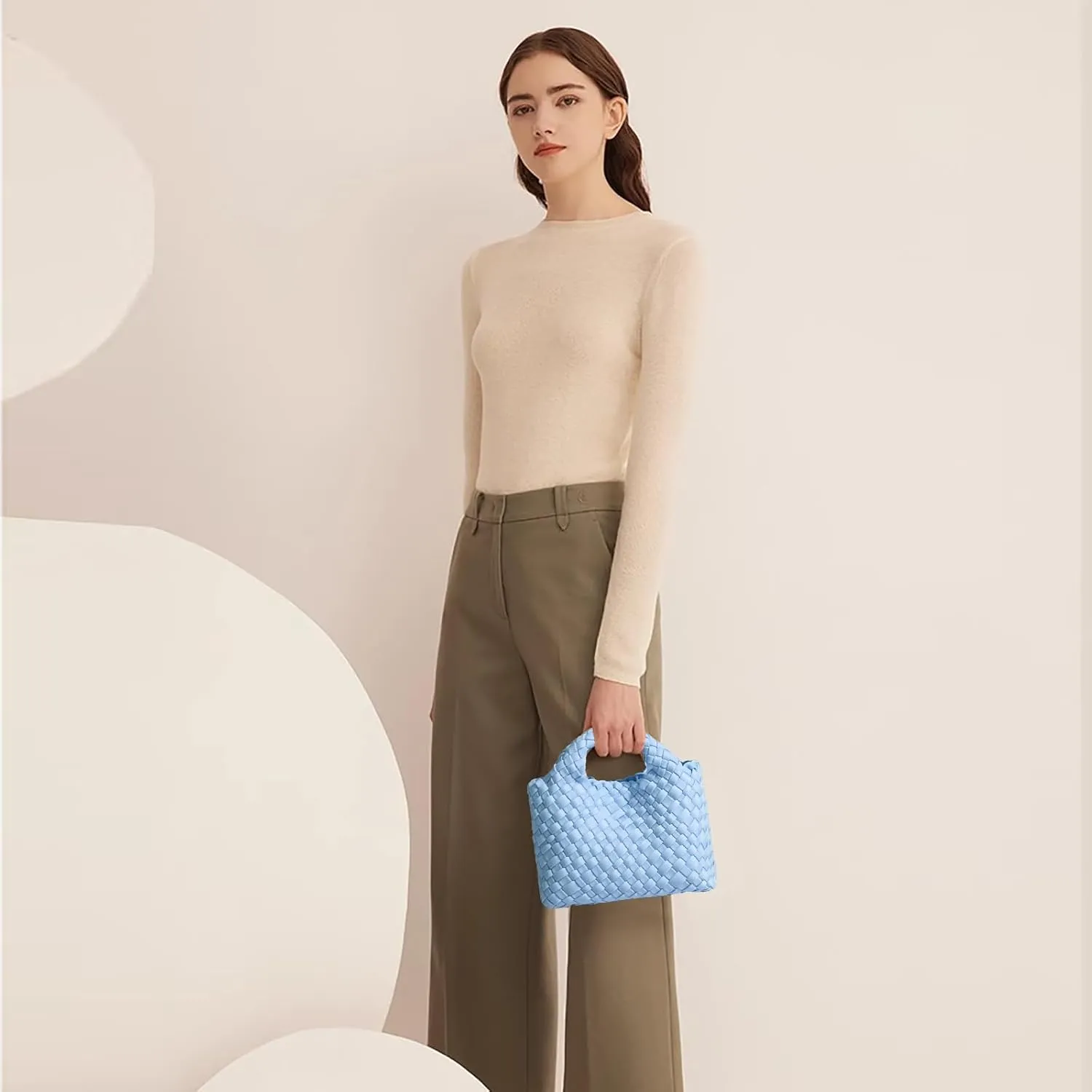 Small Tote Shoulder Bag, Women Handbags and Purses, Woven Composite Bag, Travel Chain Pouch, Phone Crossbody Satchel