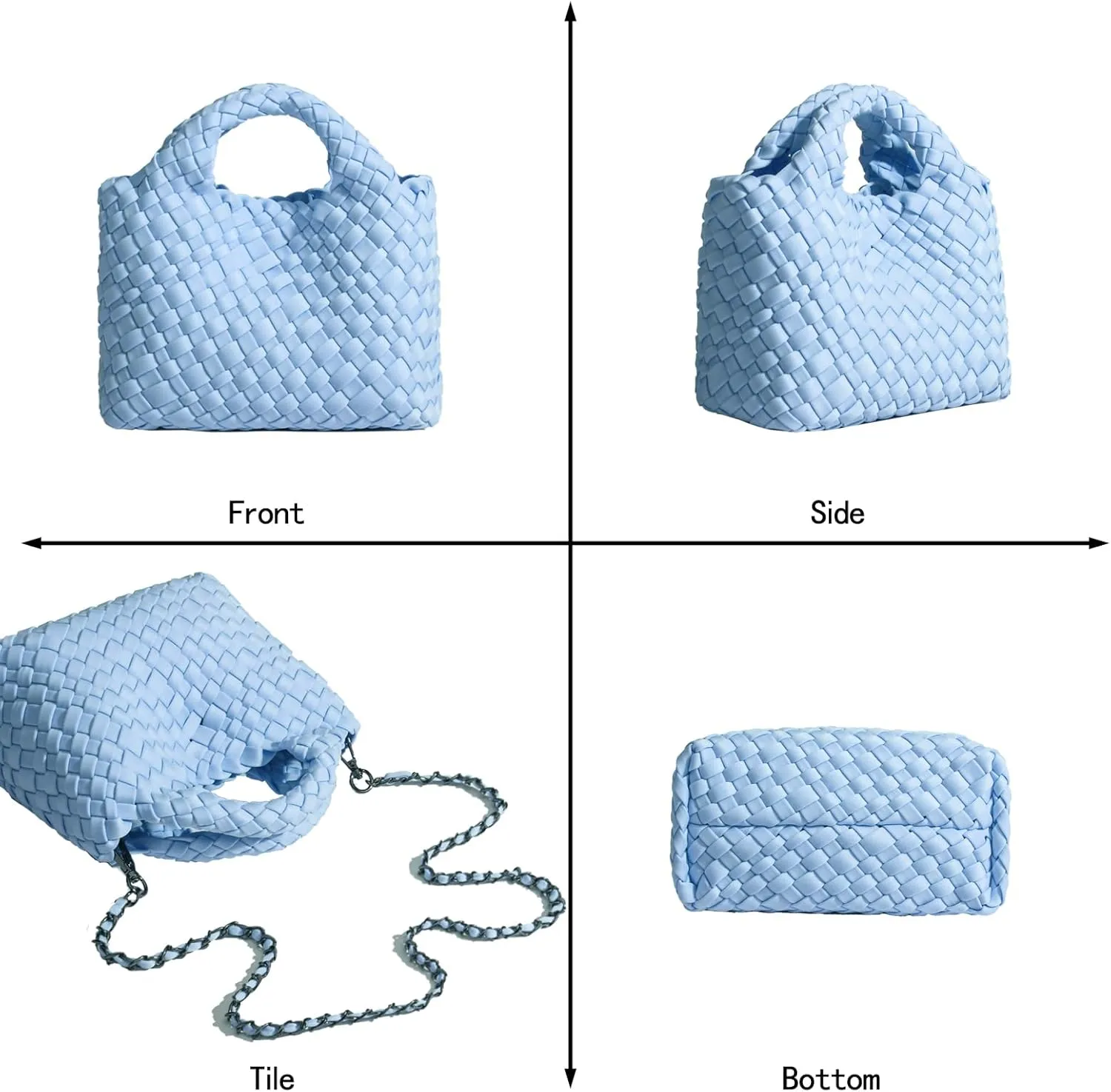 Small Tote Shoulder Bag, Women Handbags and Purses, Woven Composite Bag, Travel Chain Pouch, Phone Crossbody Satchel