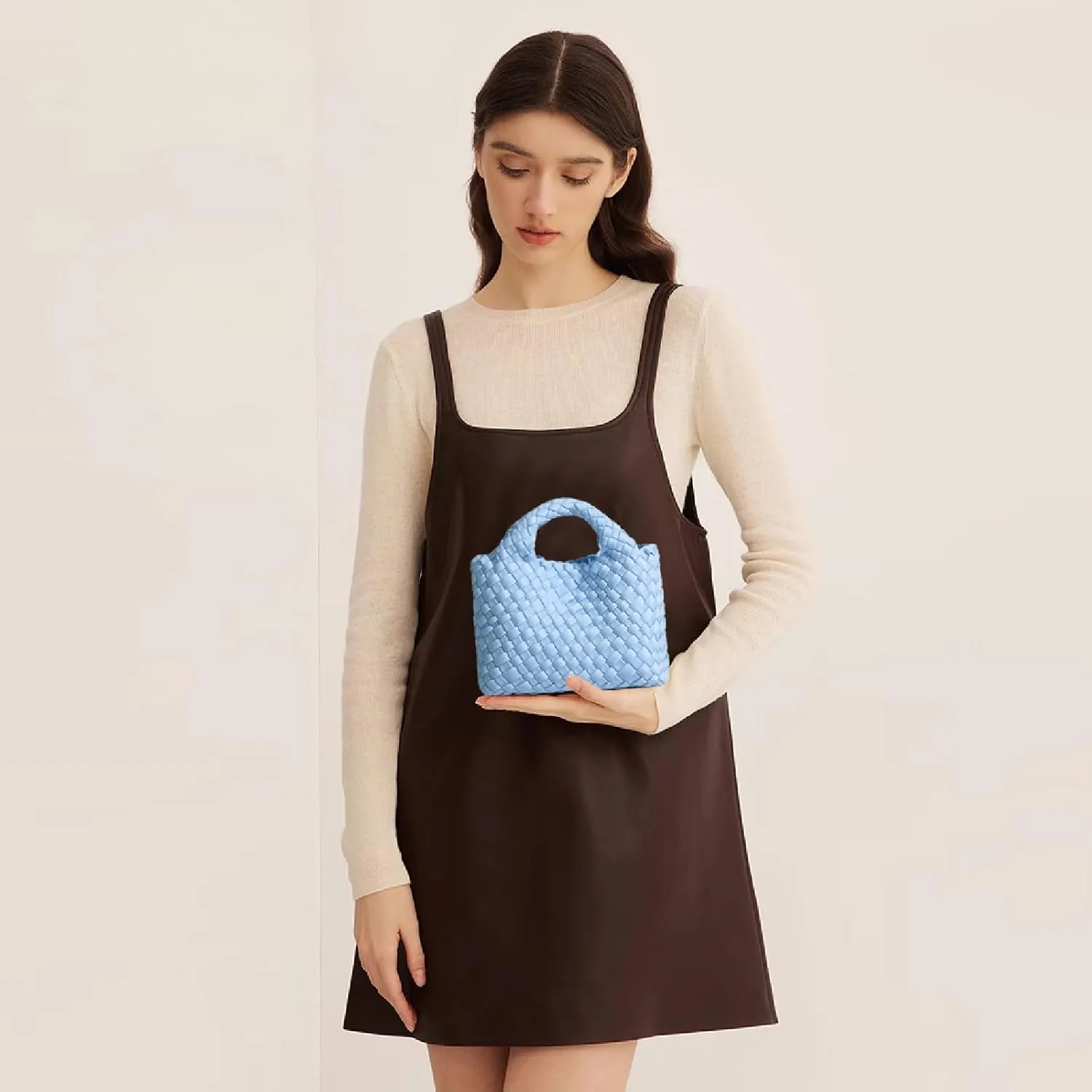 Small Tote Shoulder Bag, Women Handbags and Purses, Woven Composite Bag, Travel Chain Pouch, Phone Crossbody Satchel