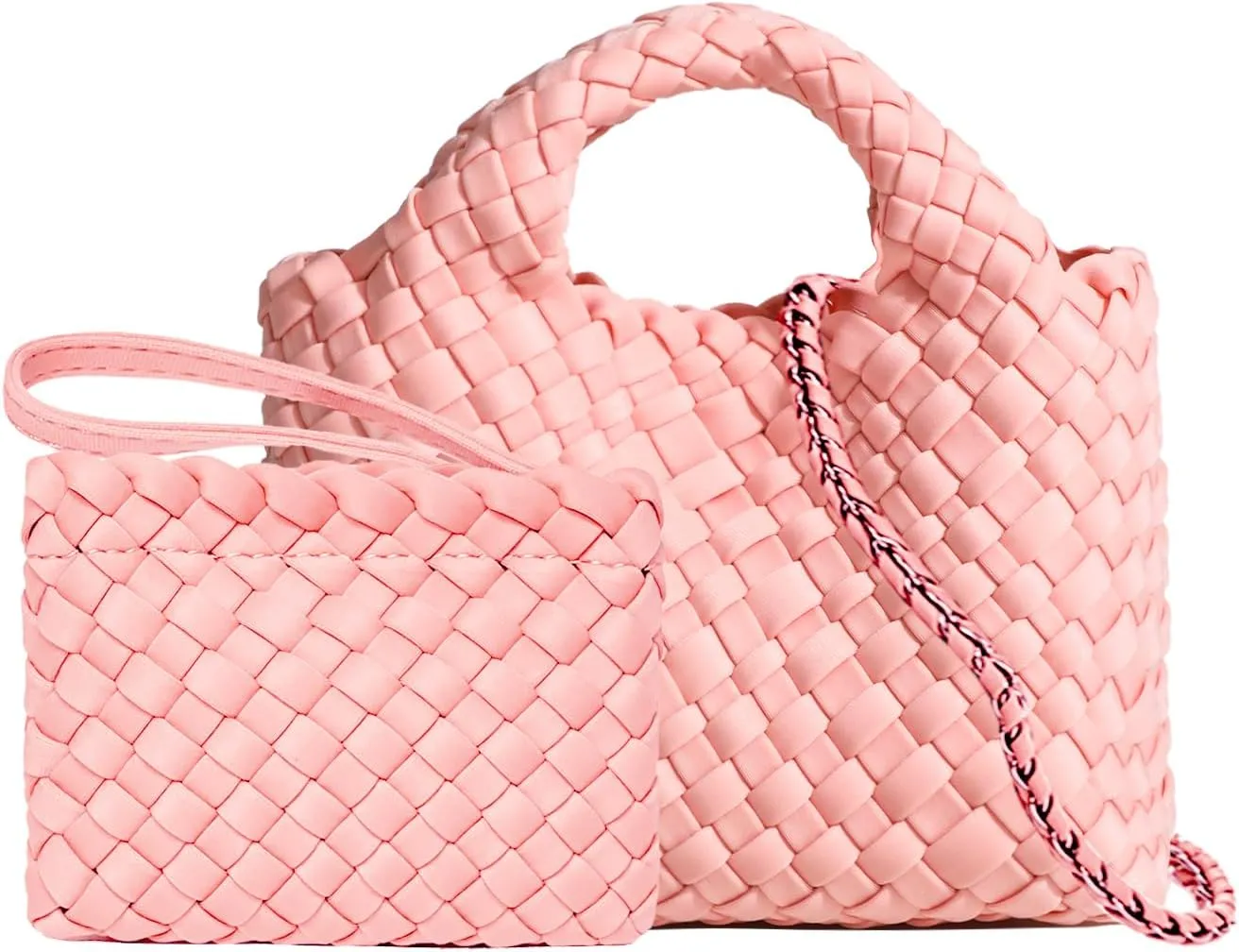Small Tote Shoulder Bag, Women Handbags and Purses, Woven Composite Bag, Travel Chain Pouch, Phone Crossbody Satchel