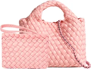 Small Tote Shoulder Bag, Women Handbags and Purses, Woven Composite Bag, Travel Chain Pouch, Phone Crossbody Satchel