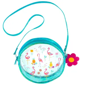 Stephen Joseph Clear/Iridescent Crossbody Purse - Flamingo
