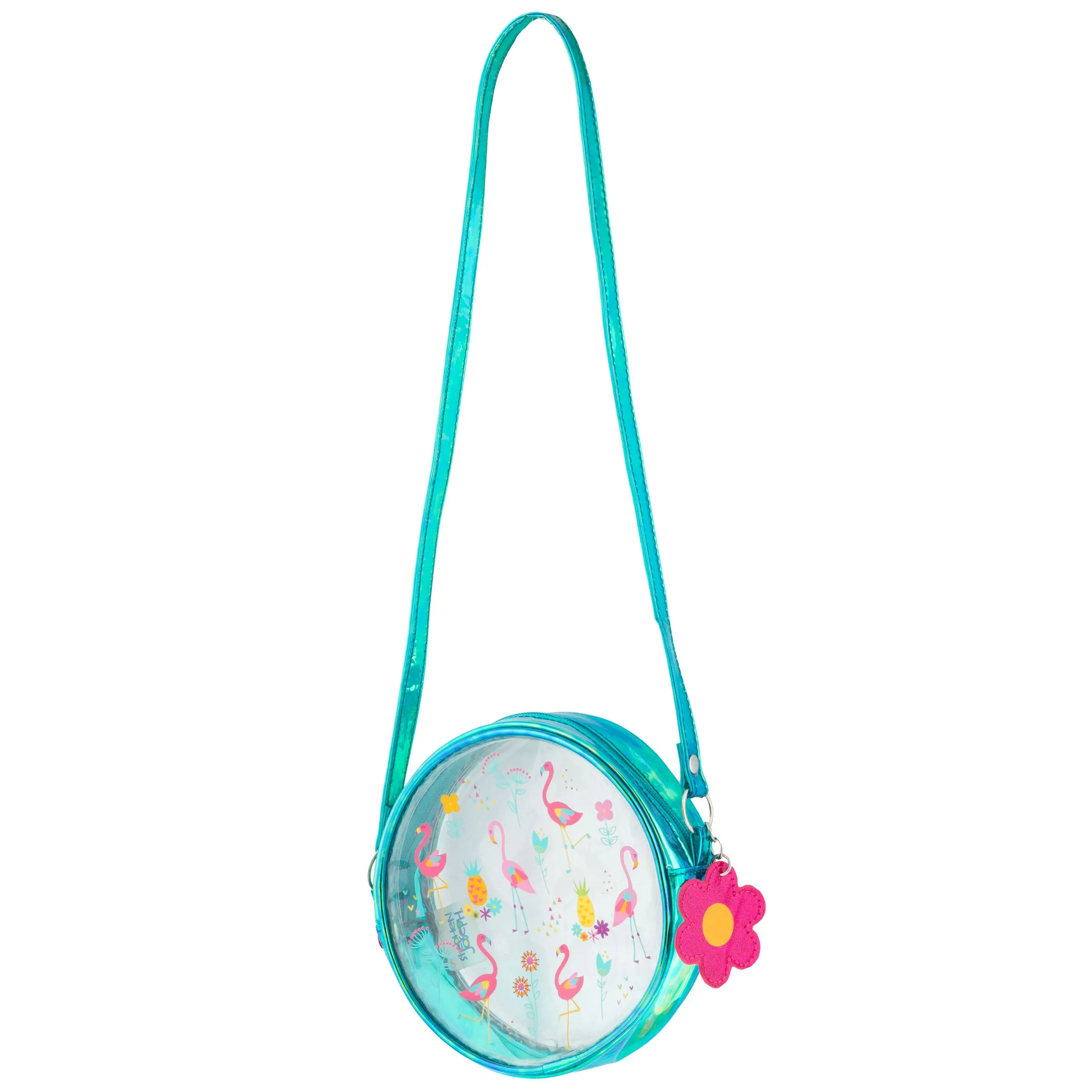 Stephen Joseph Clear/Iridescent Crossbody Purse - Flamingo