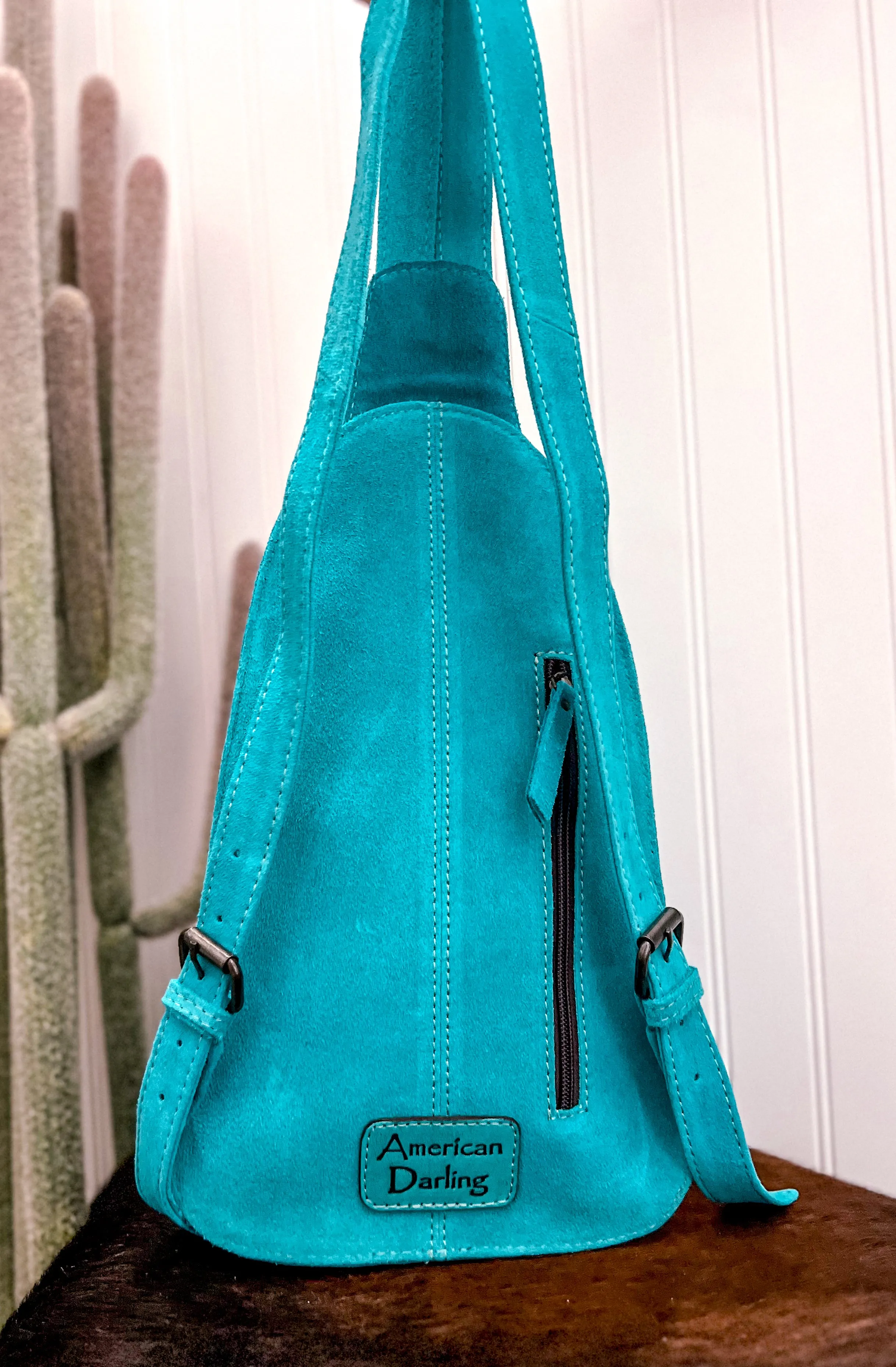 Suede Boot Stitch Backpack *Turquoise