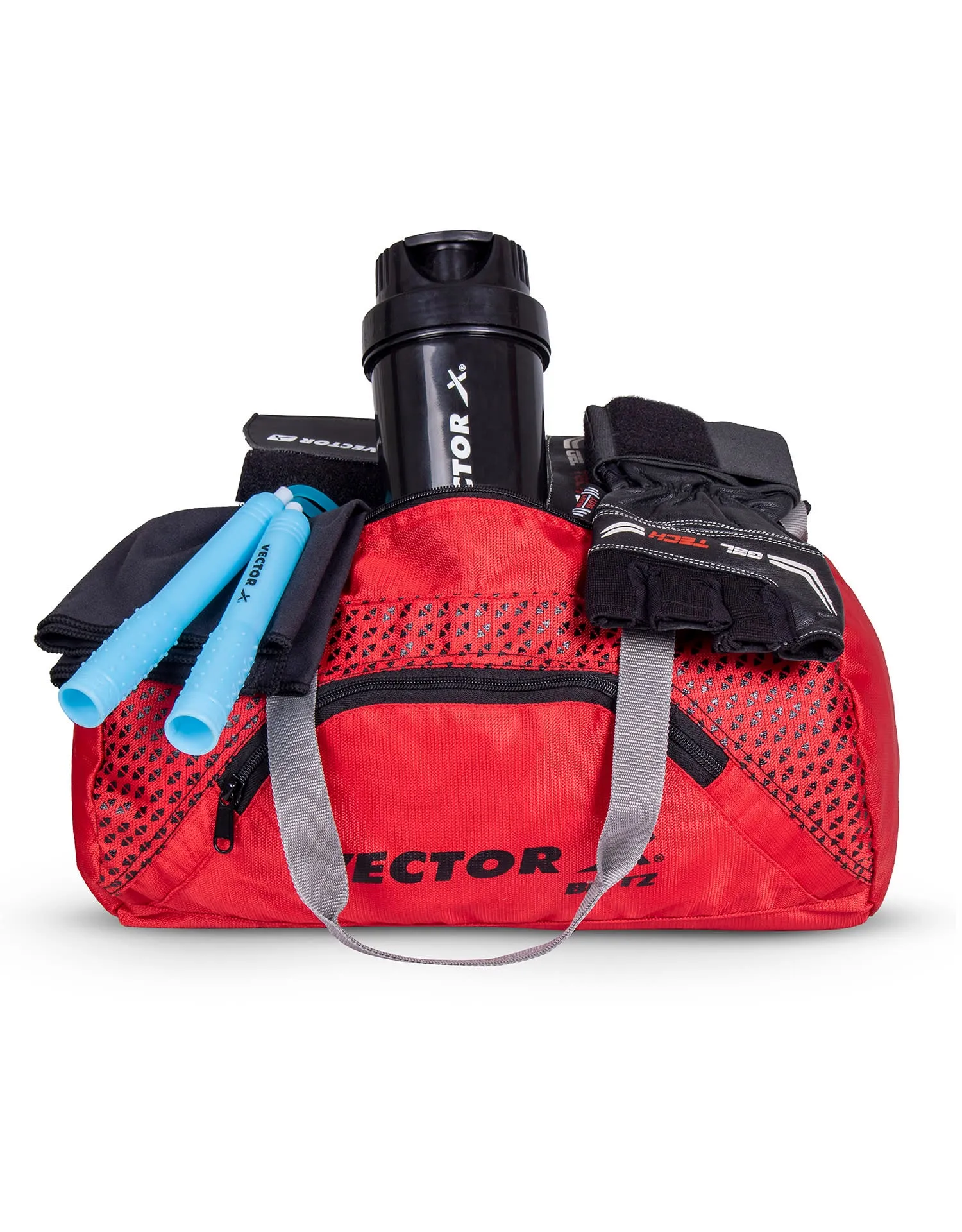 VECTOR X Polyester Blitz Gym Bag II Shoulder bag II Luggage Bag II Sports Bag (Red-Black) 13.5 L