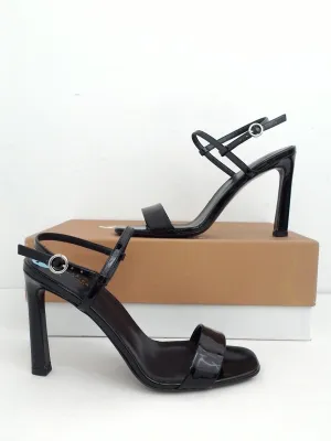Via Spiga Women's V-Ren Black Patent Leather Heeled Sandal Size 7.5 M