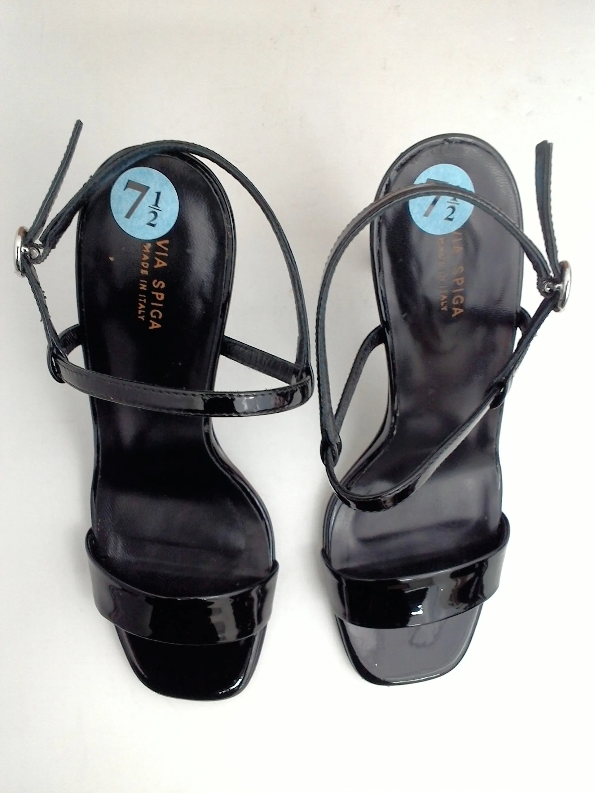 Via Spiga Women's V-Ren Black Patent Leather Heeled Sandal Size 7.5 M