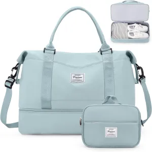 Weekender Bags for Women,Personal Item Travel Bag with Shoes Compartment,Overnight Travel Duffel Bag with Toiletry Bag
