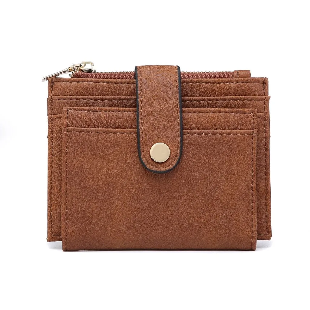 WL1904 Mini Snap Button Wallet & Cardholder w/ Zipper Pocket
