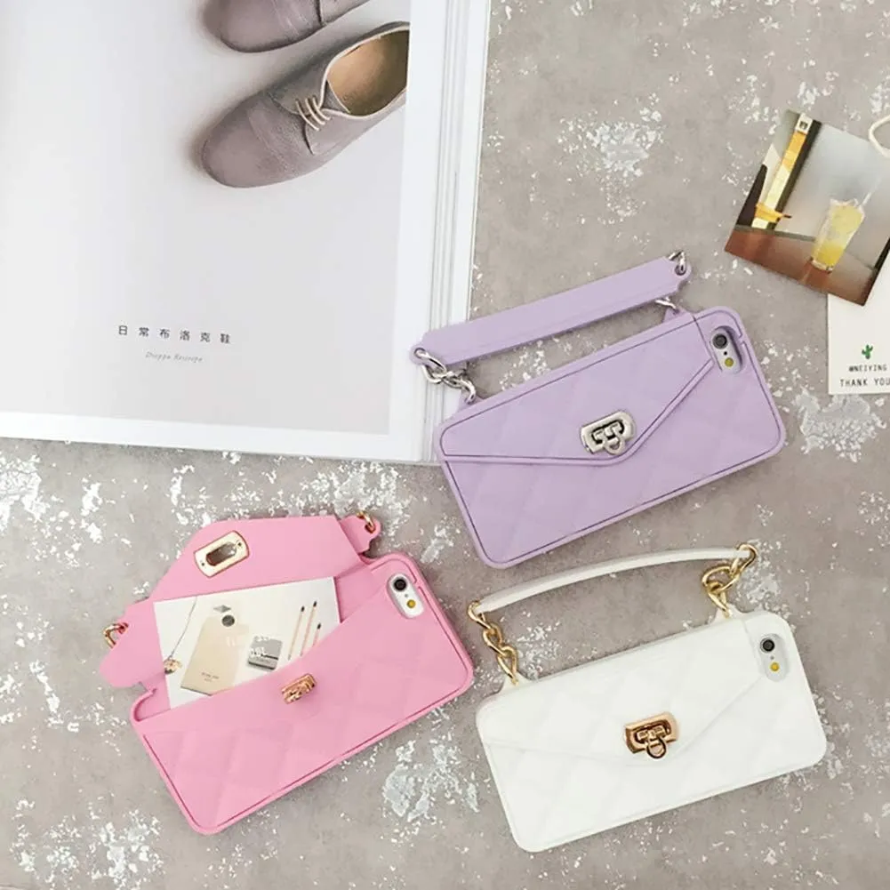Yatchen Wallet Case for iPhone 12 mini,Crossbody Phone Case with Lanyard Strap Cute Flip Credit Card Holder Soft Silicone Girls Lady Handbag Cover for iPhone 12 mini White