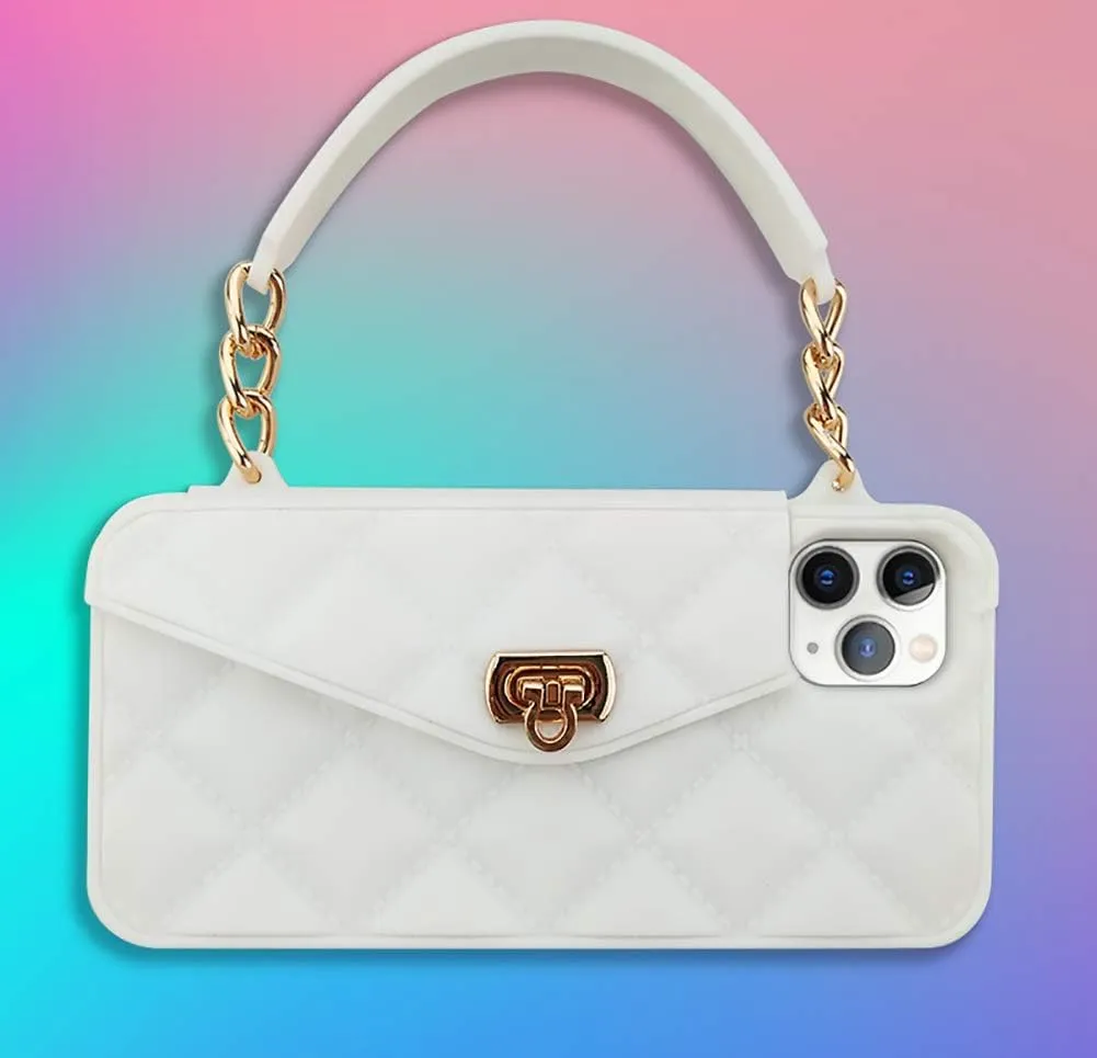 Yatchen Wallet Case for iPhone 12 mini,Crossbody Phone Case with Lanyard Strap Cute Flip Credit Card Holder Soft Silicone Girls Lady Handbag Cover for iPhone 12 mini White