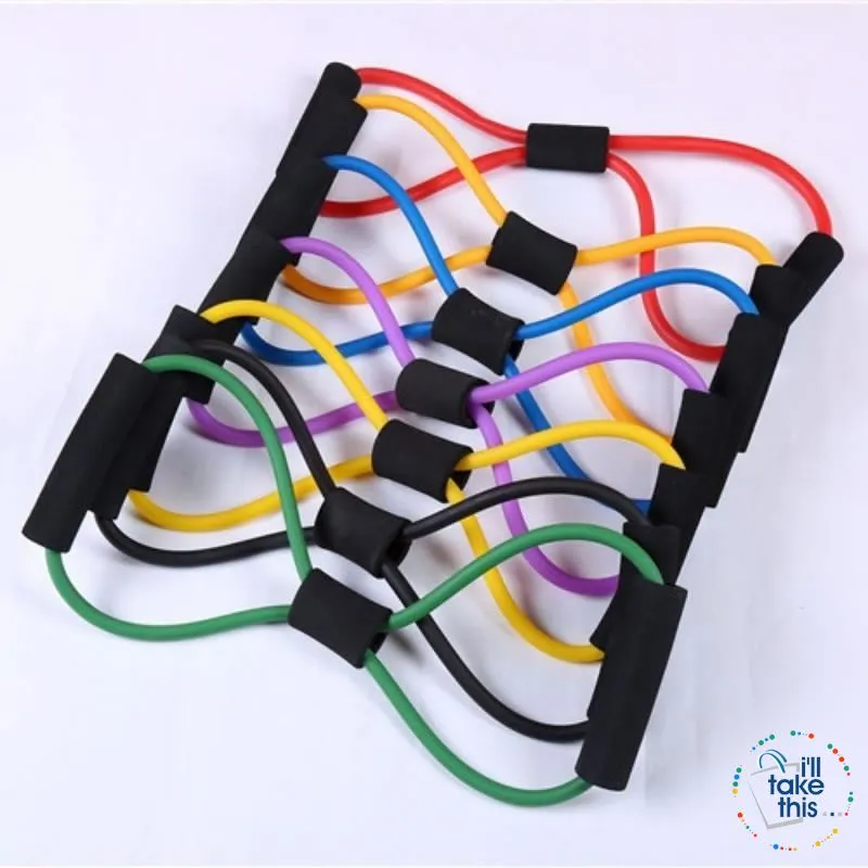 Yoga Resistance Bands 7 Colors, Latex rubber Ideal Resistance/Fitness and Stretch equipment