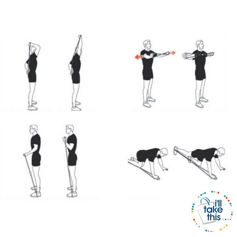 Yoga Resistance Bands 7 Colors, Latex rubber Ideal Resistance/Fitness and Stretch equipment