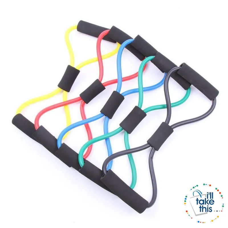 Yoga Resistance Bands 7 Colors, Latex rubber Ideal Resistance/Fitness and Stretch equipment